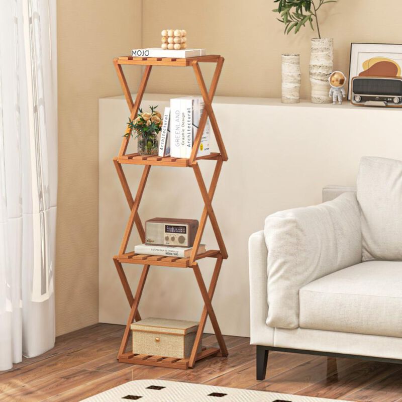 Hivvago 4-Tier Folding Plant Rack and Free Standing Shoe Rack