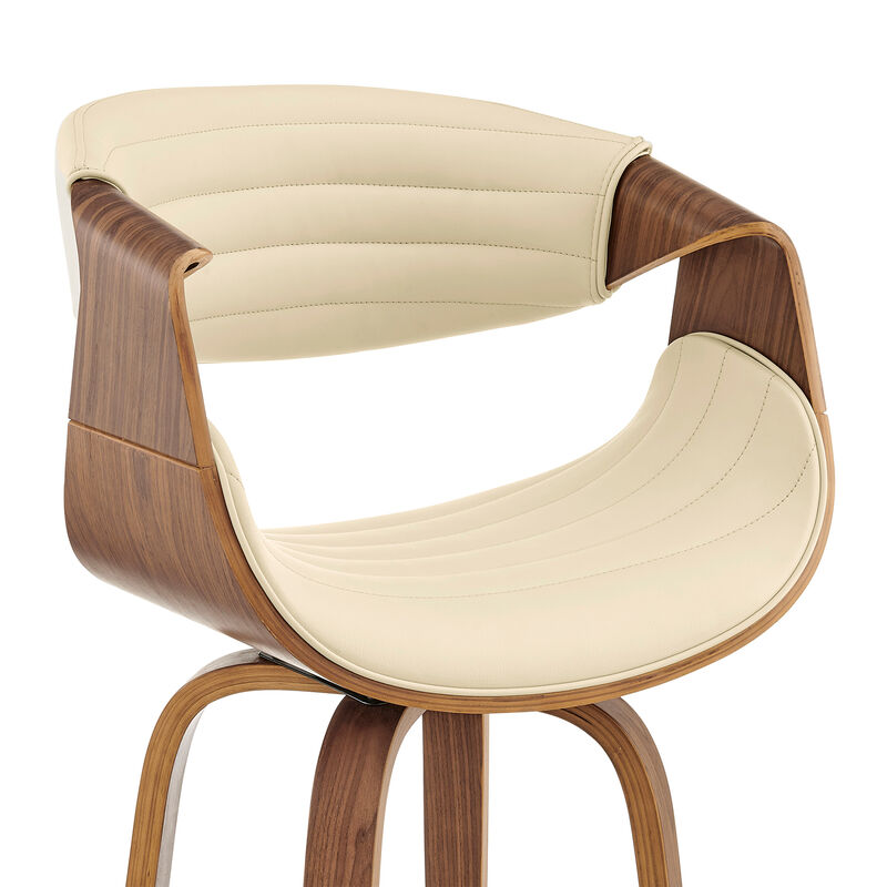 Arya Swivel Counter Stool in Faux Leather and Wood