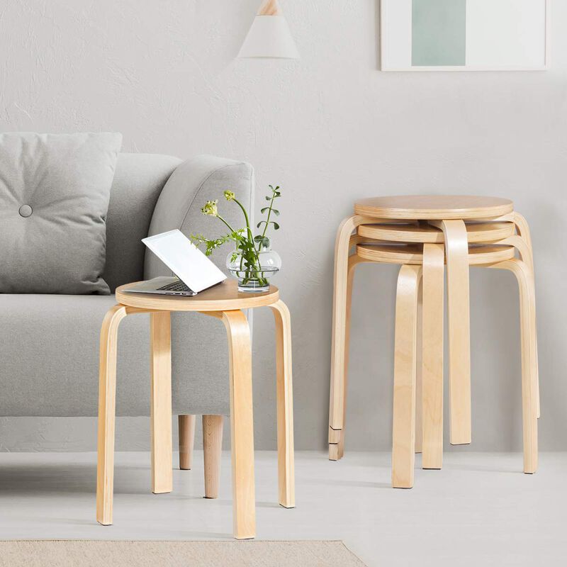 Stackable Stools Set of 4 with Square Top and Rounded Corners