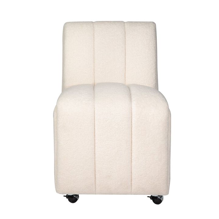 Jofran Tess Contemporary Modern Ivory Boucle Upholstered Dining Chair