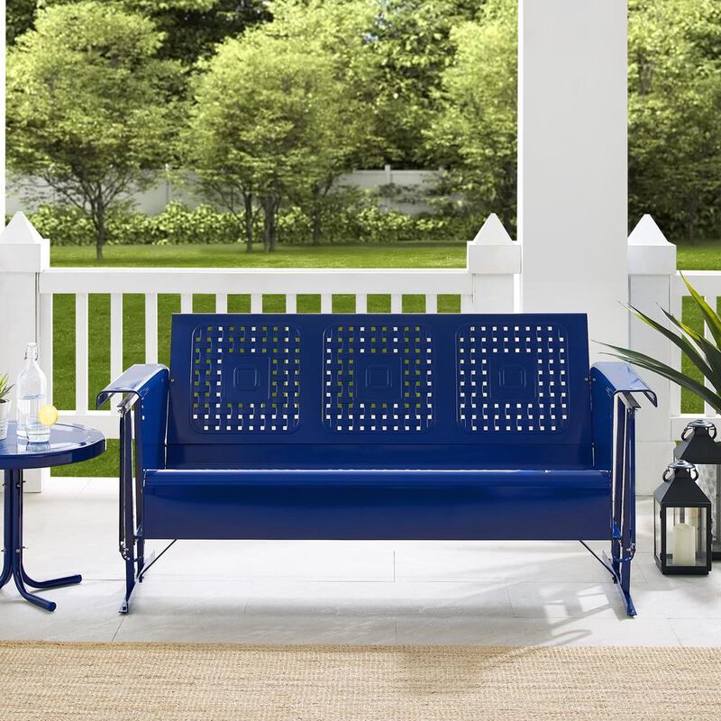 Crosley Furniture Bates Outdoor Metal Sofa Glider Navy