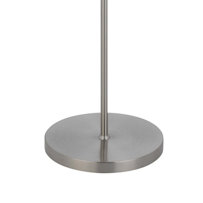 Sie 59 Inch Floor Lamp, Aqua Blue Linen Shade, Round Base, Silver Metal - Benzara