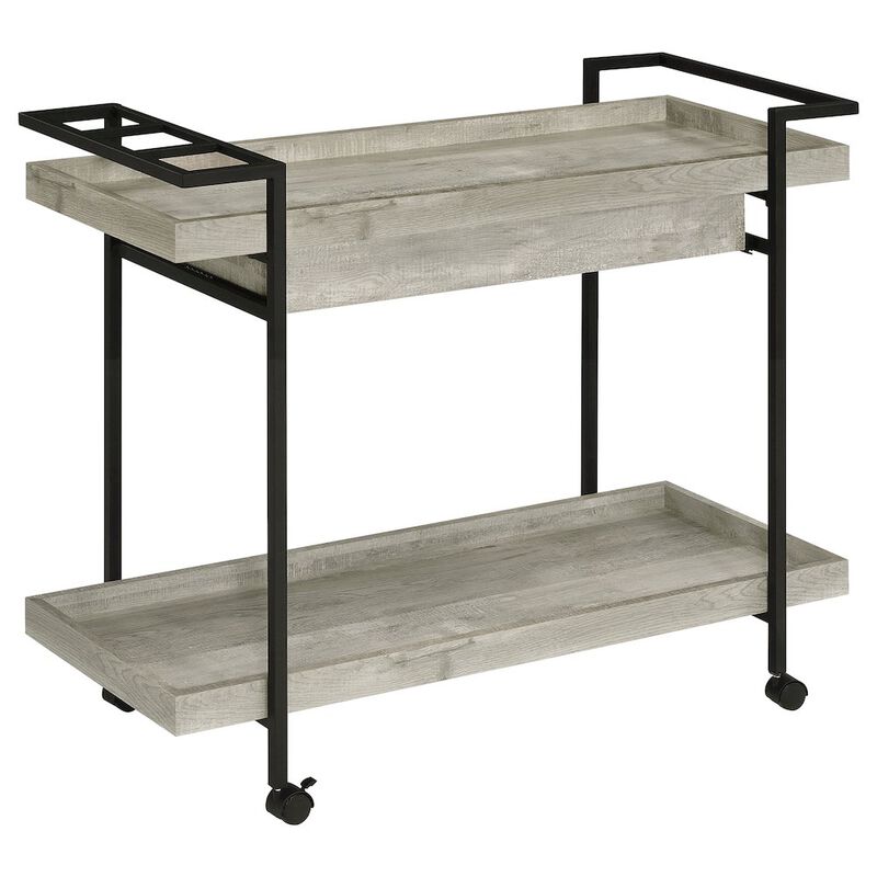 Coaster Ventura 1-drawer Engineered Wood Bar Cart Grey Driftwood