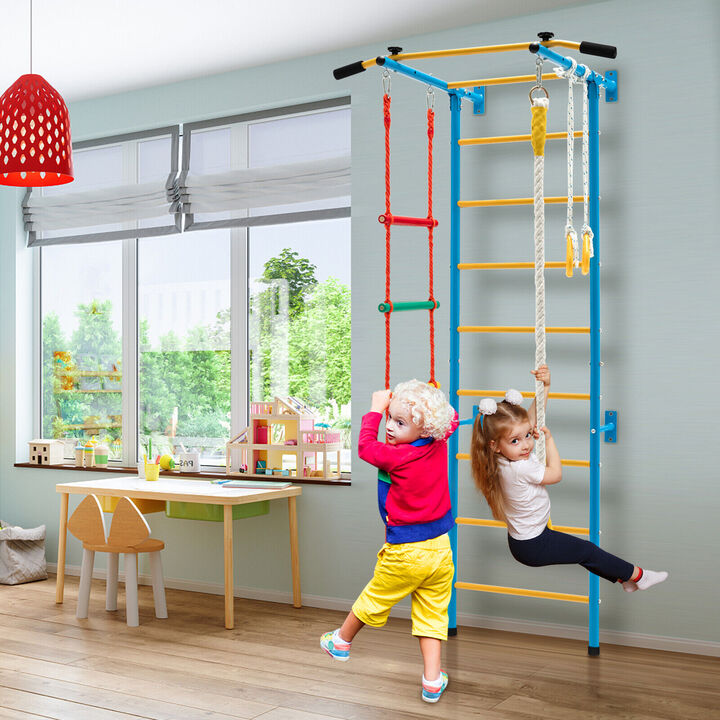 5-in-1 Kids Indoor Gym Playground with Swedish Wall Ladder for Active Play and Exercise