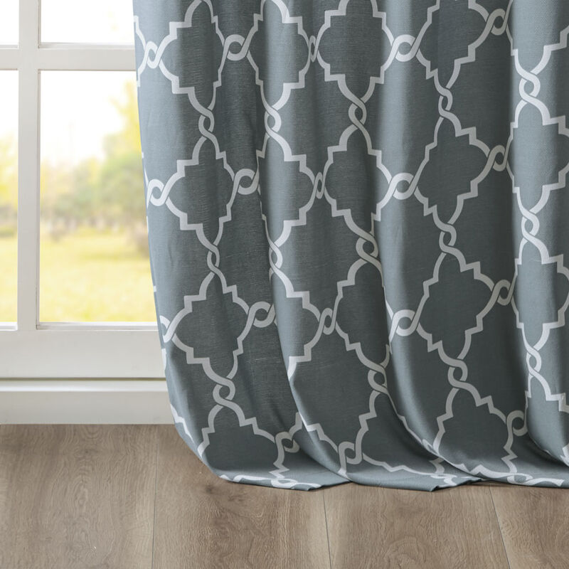 Gracie Mills Ondine Scroll Geometric Fretwork Grommet Window Curtain Panel
