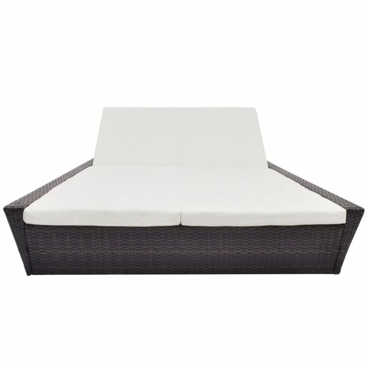vidaXL Outdoor Lounge Bed with Cushion Poly Rattan Brown