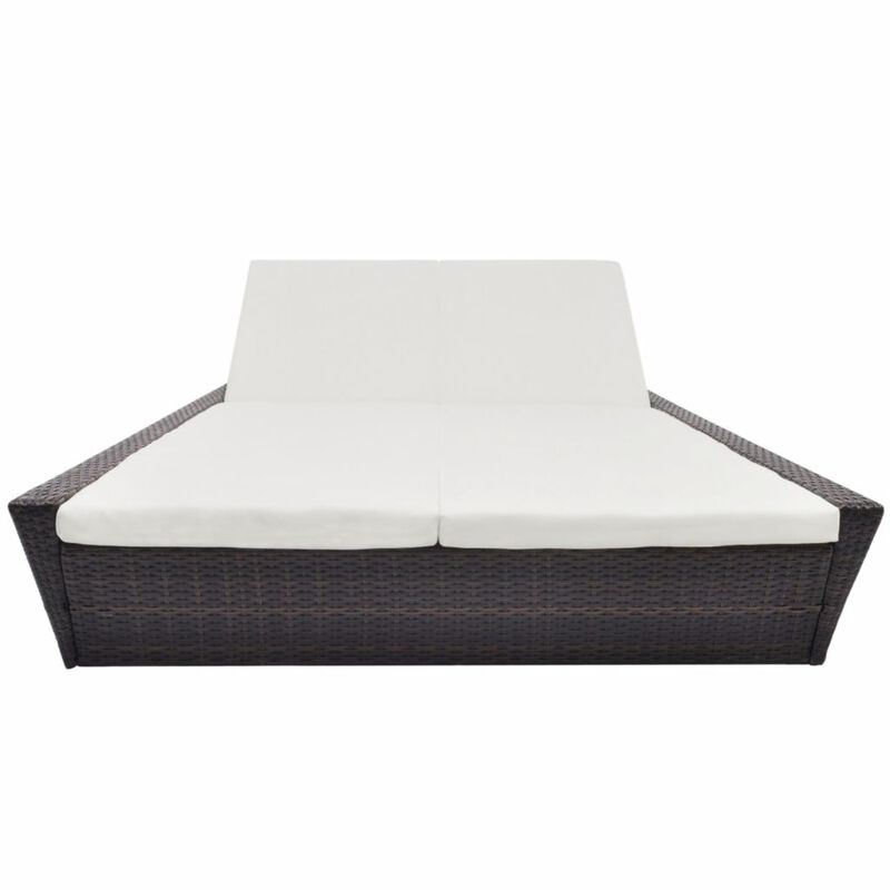 vidaXL Outdoor Lounge Bed with Cushion Poly Rattan Brown