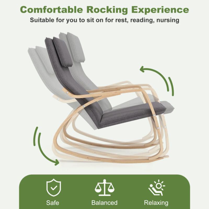 Hivvago Stable Wooden Frame Leisure Rocking Chair with Removable Upholstered Cushion