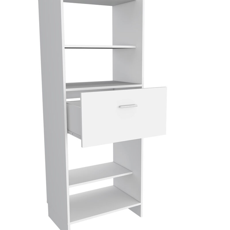 DEPOT E-SHOP Dynamic 150 Closet System, Five Open Shelves, One Drawer, One Metal Rod, Black