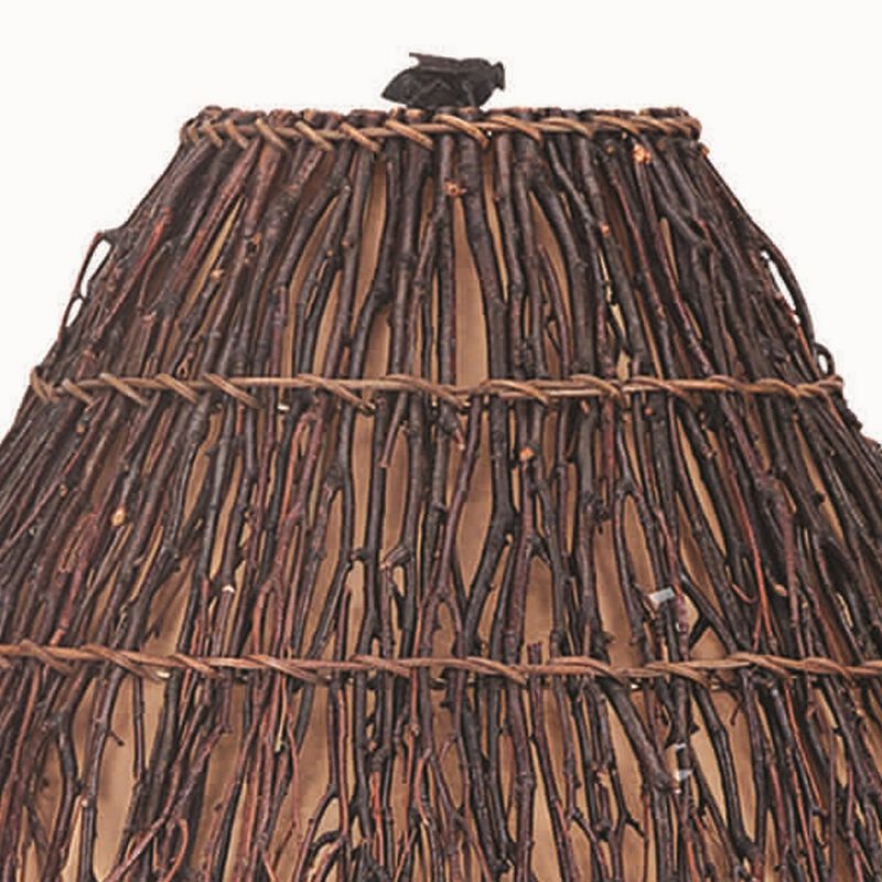 150 Watt Resin Bear Body Table Lamp with Twig Shade, Gray and Brown-Benzara
