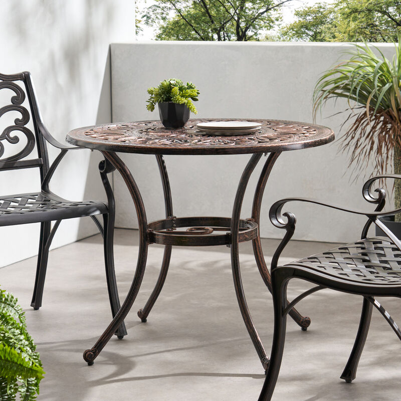 Elegant Outdoor Aluminum Dining Table with Cut-Out Design and Rust Protection
