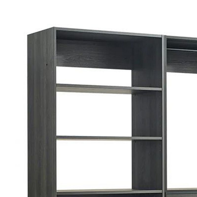 Dee Modular Freestanding Closet System, 4 Drawers, 5 Shelves, Dark Gray  - Benzara
