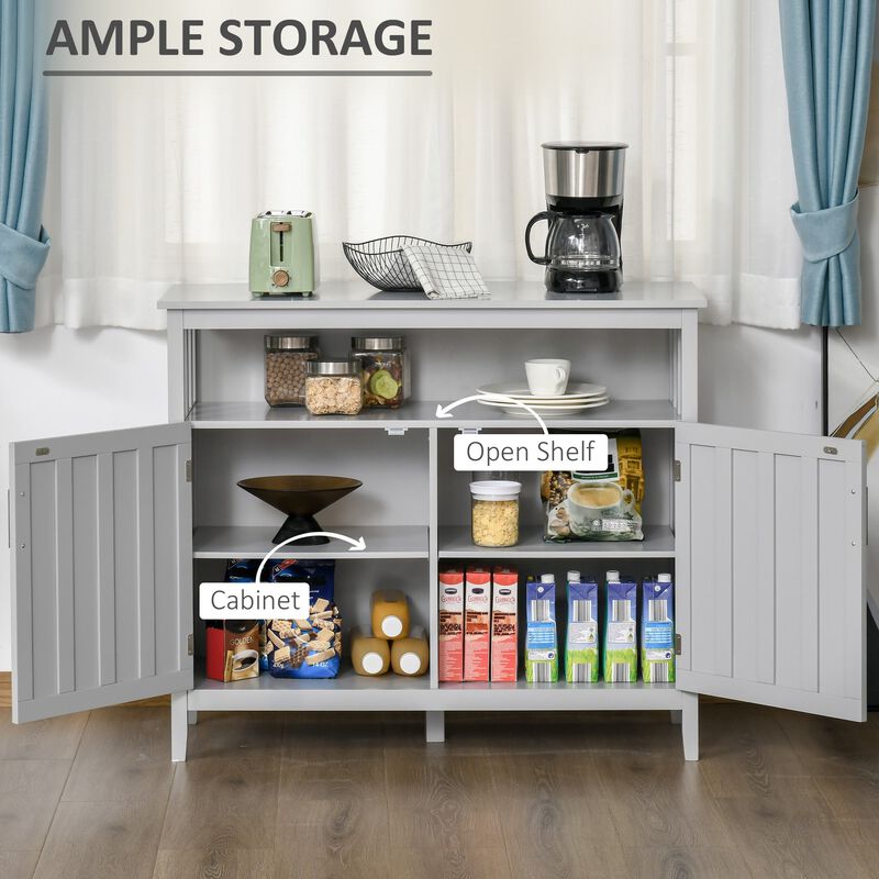Gray Modern Storage: Ribbed Door Sideboard with Anti-Tip Feature