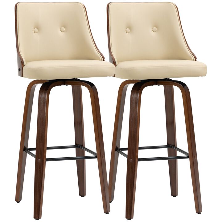 Beige Kitchen Seating: Counter Stools with Tufted PU Leather Back