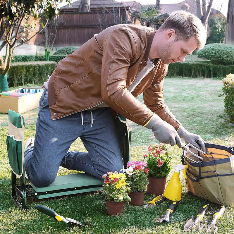 Folding Garden Kneeler – Bench Stool with Kneeling Pad for Comfortable Gardening