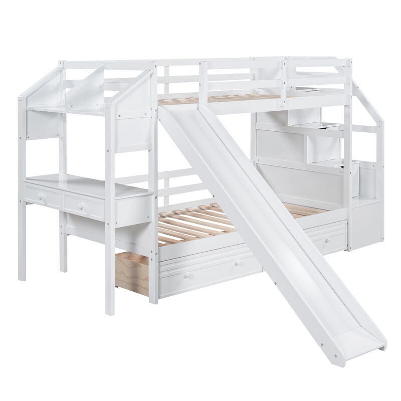 Merax Bunk Bed with Storage Staircase and Drawers