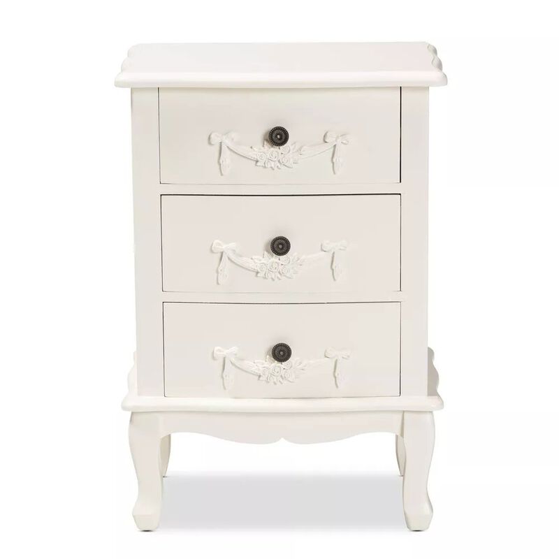 Baxton Studio Callen Classic And Traditional White Finished Wood 3-Drawer Nightstand