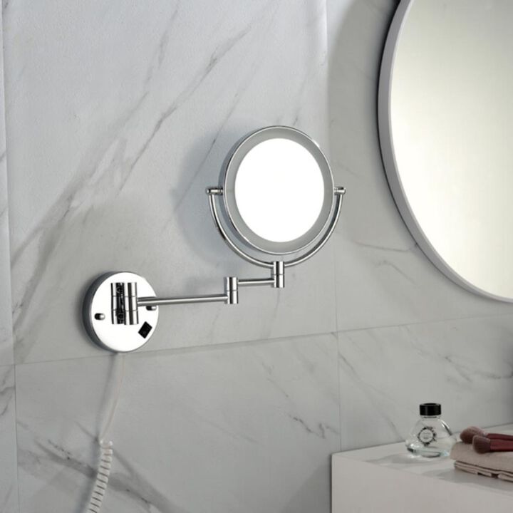 LED Wall-Mounted Double-Sided Magnifying Makeup Vanity Mirror