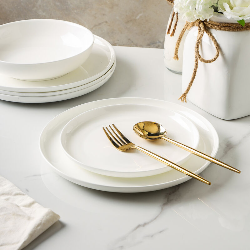 Stone Lain Gabrielle Bone China 24 Piece Dinnerware Set, White