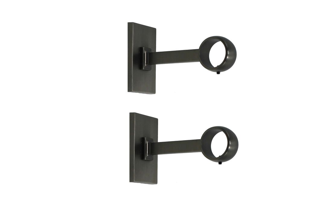 Linen Avenue Single Rod Decorative Bracket Rectangle, 3 Pack Brass