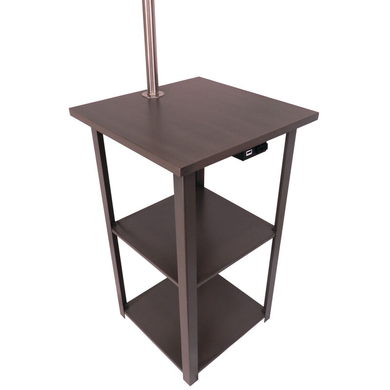 58" Squared Sofa Side Shelves Table Lamp with Power Station (1.14/14.96)