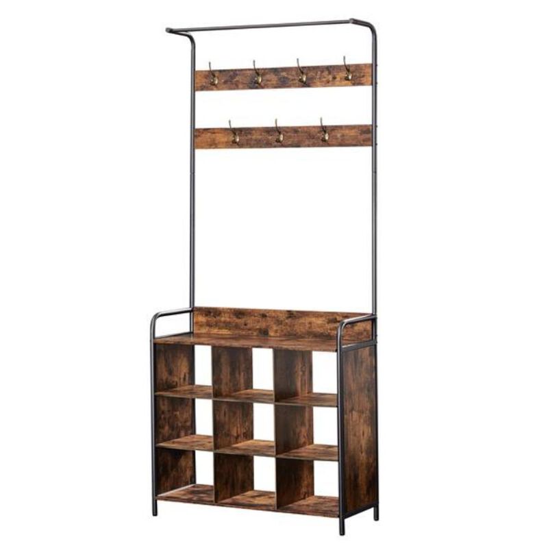 3-in-1 Hall Tree with Coat Rack & Shoe Storage for Entryway Organization