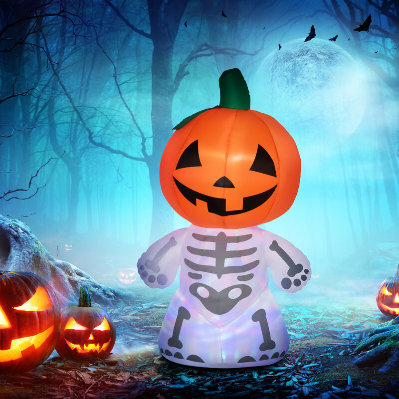 6ft Inflatable Halloween Pumpkin Man with Smile Blow-Up Outdoor Display w/ LEDs