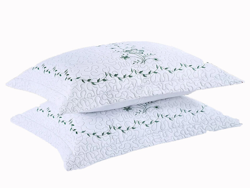 Marcielo 2 Pcs Embroidered Floral Pillow Shams