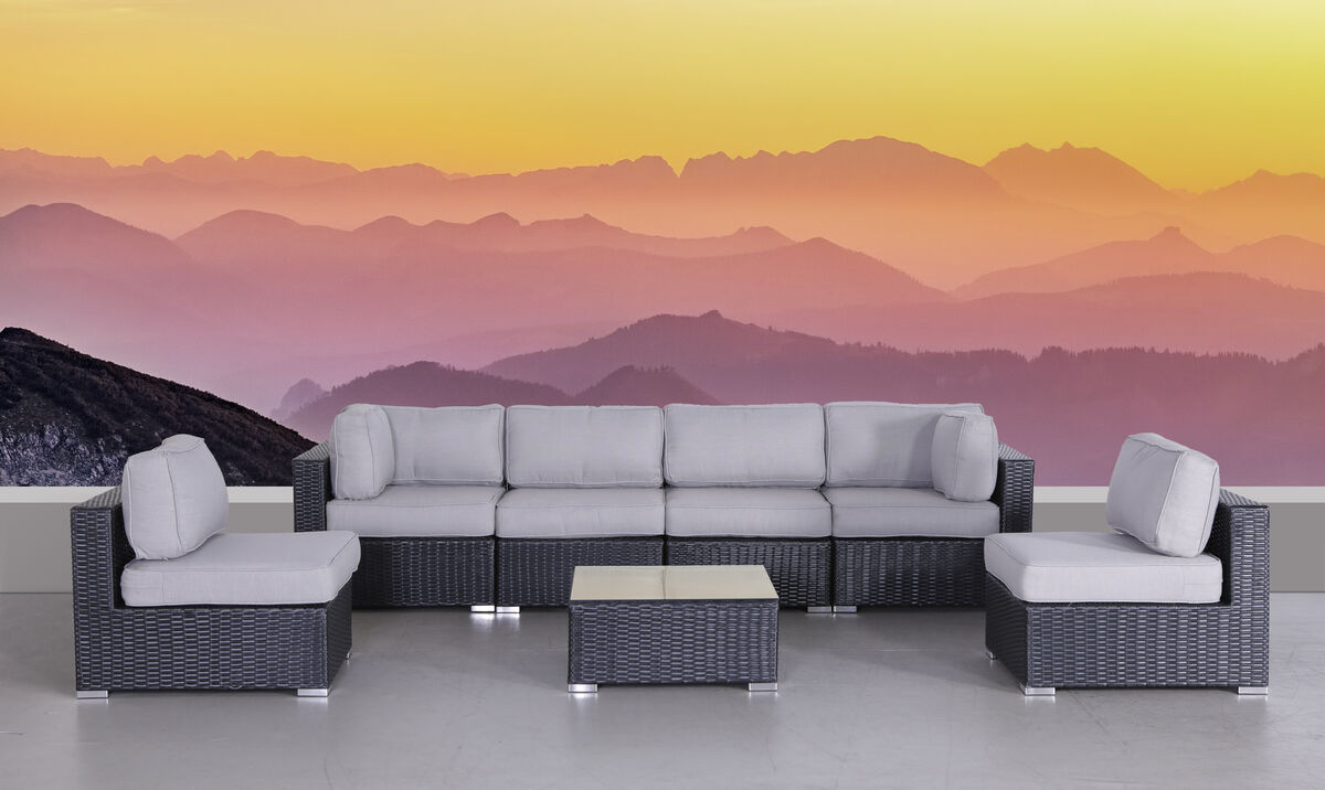 Living Source International Wicker Fully Assembled 6 - Person Seating Group with Cushions