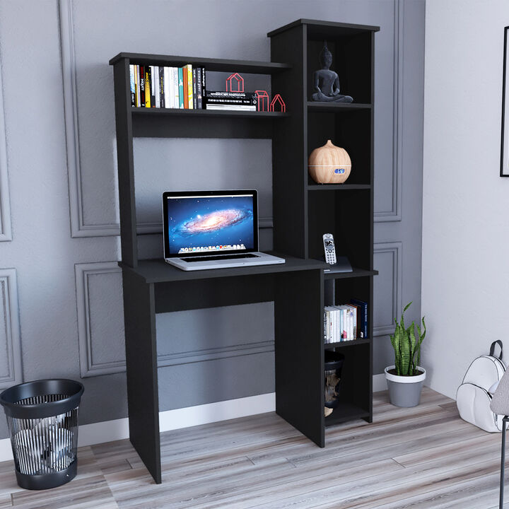 Versailles Writintg Desk, Two Superior Shelves, Five Cubbies - Black