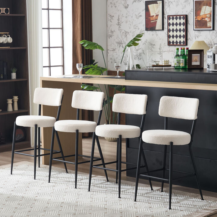 Modern teddy fabric bar stools - Stylish island seating