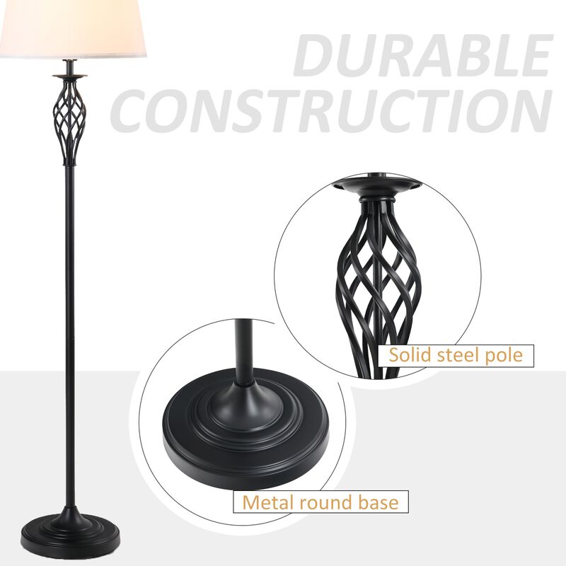 Black/White Illumination: 3-Piece Lamp Set with Floor and Table Lamps