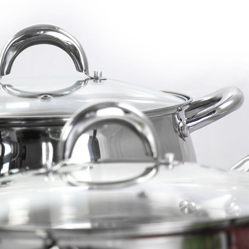 Gibson Home Ancona 12 Piece Stainless Steel Belly Shaped Cookware Set with Kitchen Tools