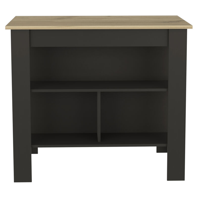 Streamdale Rockaway 3-Shelf Kitchen Island Black Wengue And Light Oak