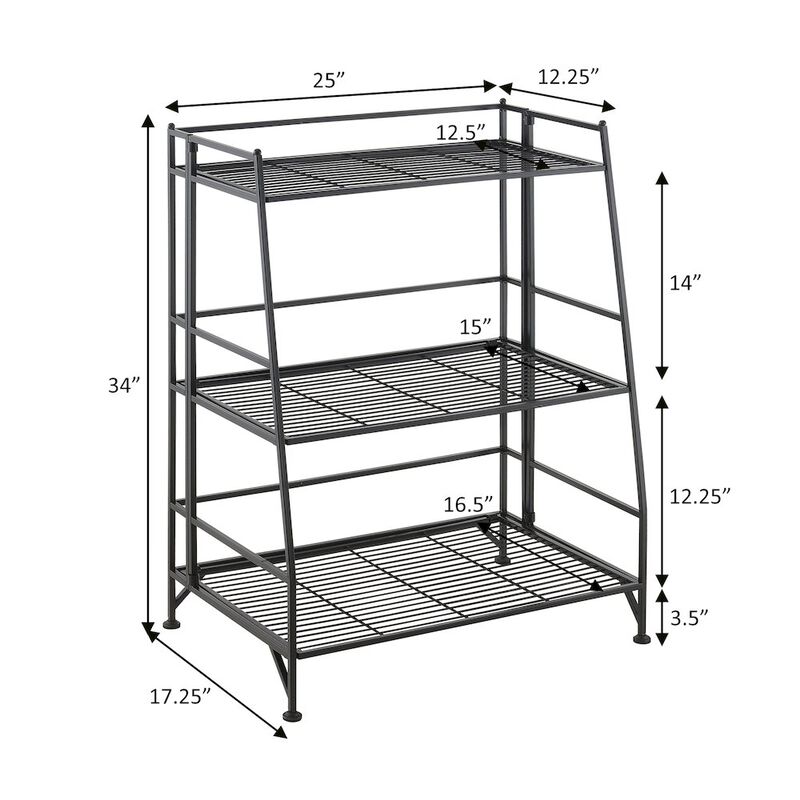 Convenience Concepts Xtra Storage 3 Tier Ladder Folding Metal Shelf