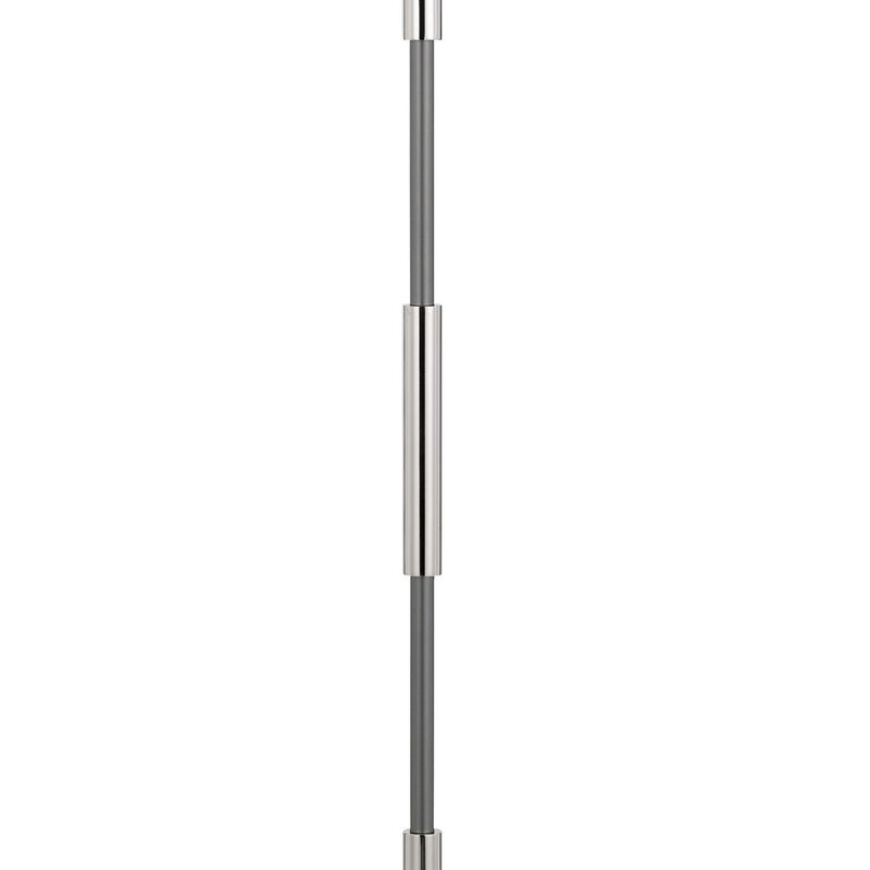 Siu 60 Inch Floor Lamp, Chrome Metal Pole w Finial Tip, White Shade - Benzara