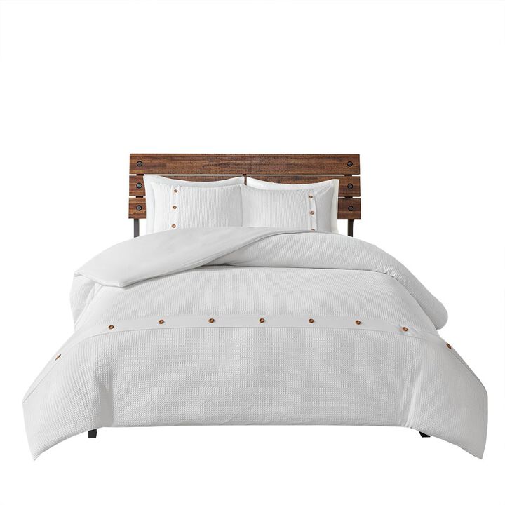 Gracie Mills Lucius Modern Waffle Weave 3-Piece Cotton Duvet Cover Set