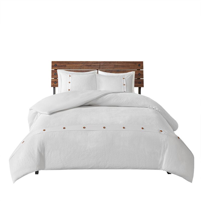 Gracie Mills Lucius Modern Waffle Weave 3-Piece Cotton Duvet Cover Set