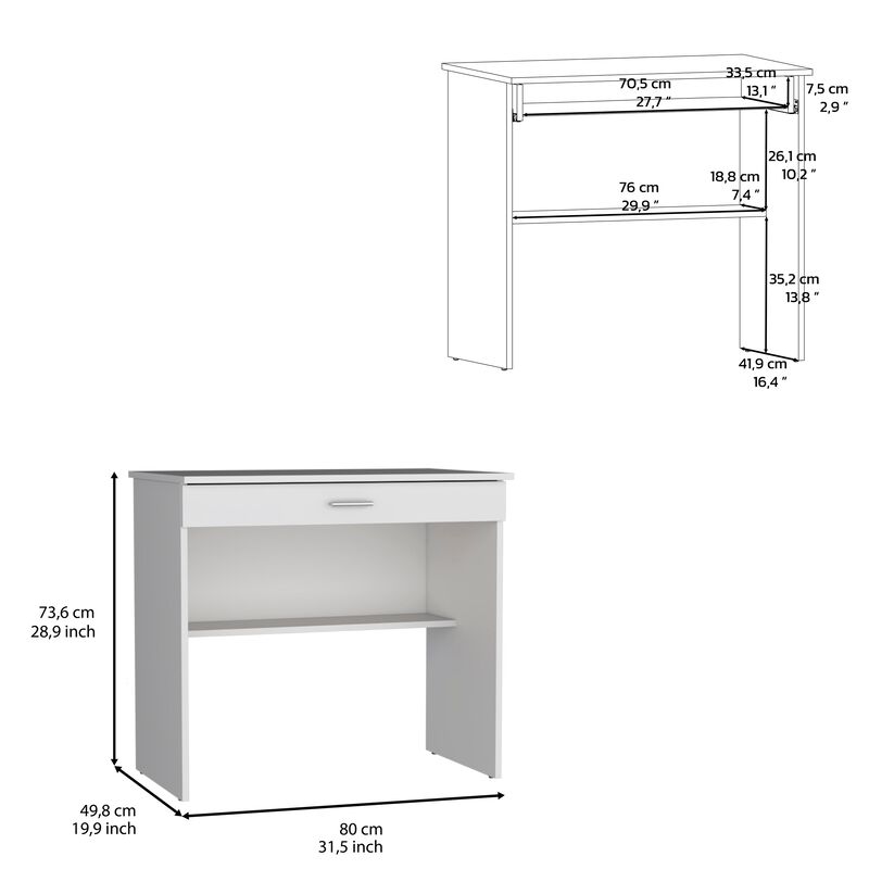 DEPOT E-SHOP Montana Storage Desk, Spacious Stylish with Drawer and Shelf, White