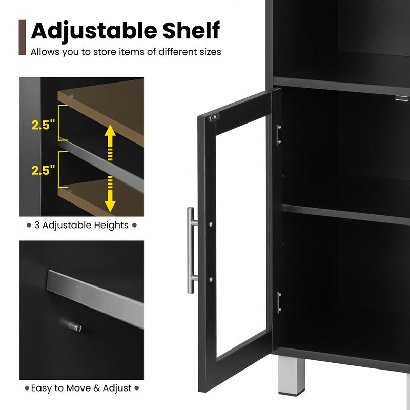 Costway 71'' Tall Tower Bathroom Storage Cabinet Organizer Display Shelves Bedroom Grey