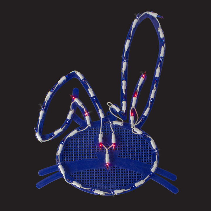 17" Lighted Blue Easter Bunny Head Window Silhouette
