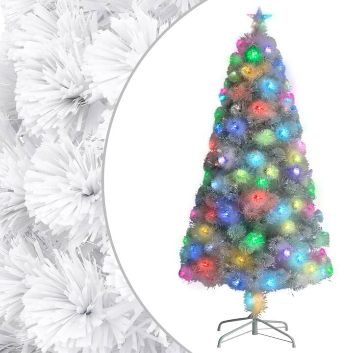 vidaXL Artificial Christmas Tree with LED White 47.2" Fiber Optic