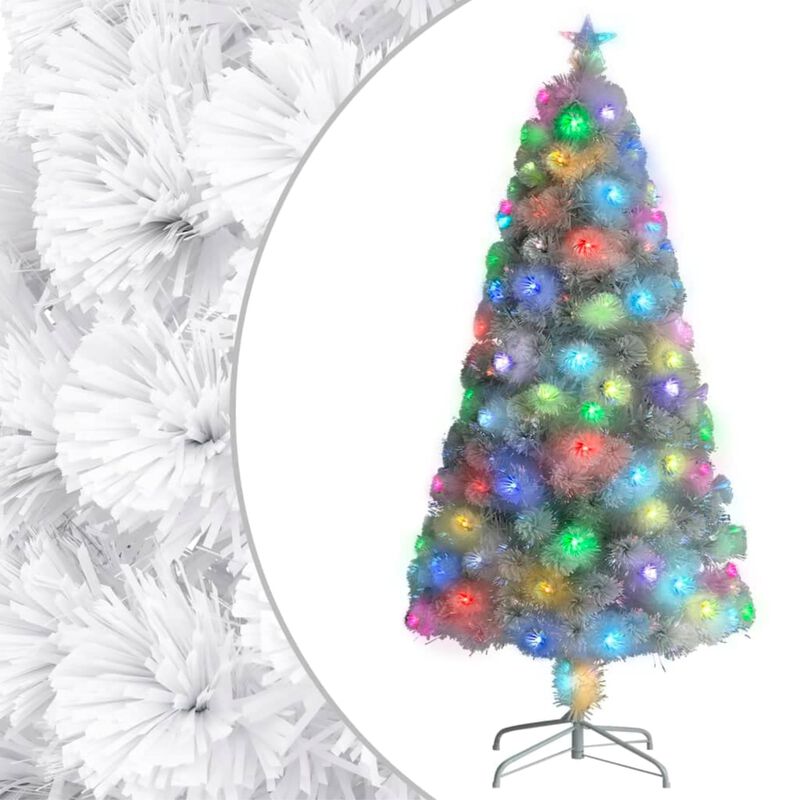 vidaXL Artificial Christmas Tree with LED White 47.2" Fiber Optic