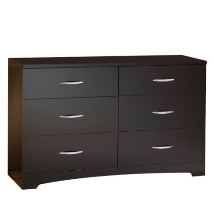 Hivvago Modern 6-Drawer Bedroom Dresser in Chocolate Wood Finish