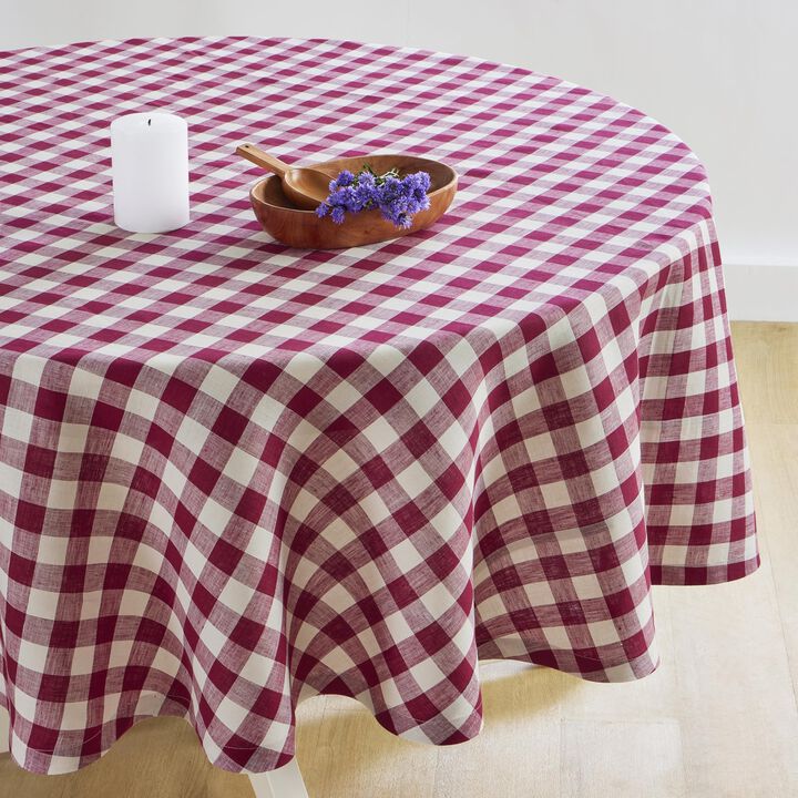 Solino Home 100% Pure Linen Round Tablecloth |Morgan Check