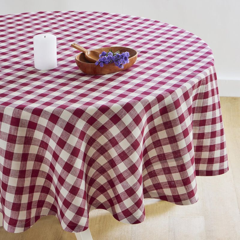 Solino Home 100% Pure Linen Round Tablecloth |Morgan Check