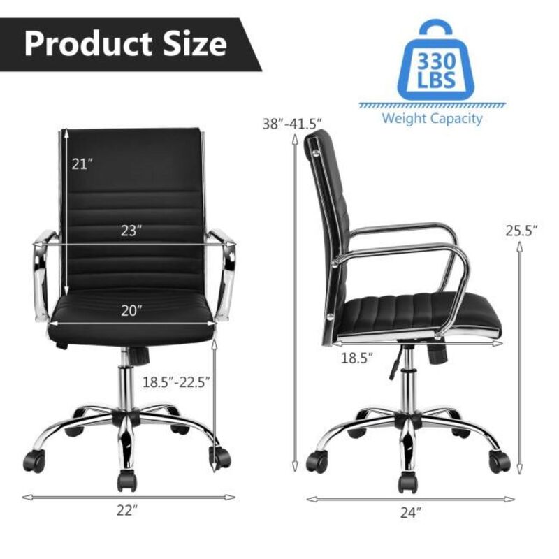 Hivvago Black Faux Leather High Back Modern Classic Office Chair with Armrests