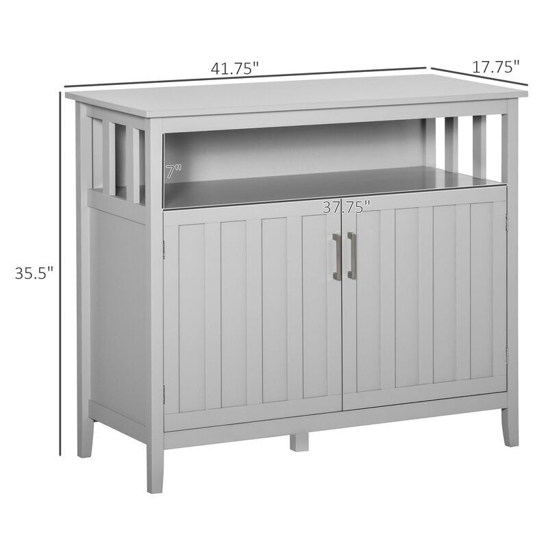Gray Modern Storage: Ribbed Door Sideboard with Anti-Tip Feature