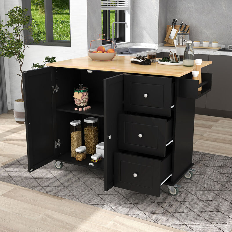 Streamdale Mobile Kitchen Island w/ Wood Top & Wheels