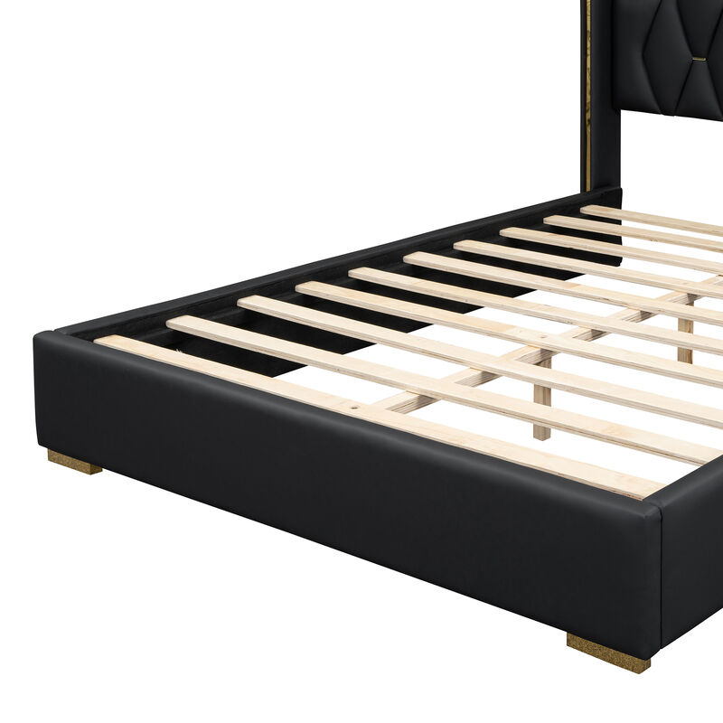 Merax Light Luxurious PU Platform Bed